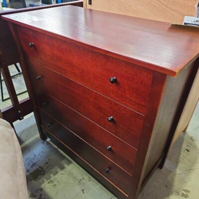 SECONDHAND RED TIMBER TALLBOY SOLD AS IS