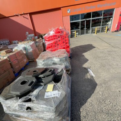 EX EVENT HIRE - LARGE LOT OF 112 ORANGE SAFETY BOLLARDS, SOLD AS IS