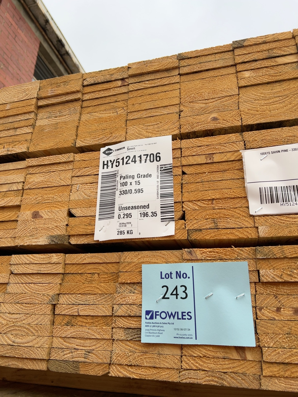 100X15 SAWN PINE-330/0.595 100X15 SAWN PINE-330/0.595