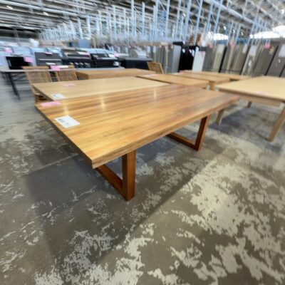 EX DISPLAY HAMILTON 2100MM BLACKWOOD TIMBER DINING TABLE, SOLD AS IS