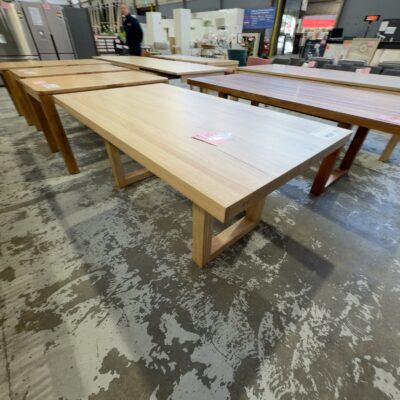EX DISPLAY HAMILTON 1800MM NATURAL MESSMATE TIMBER DINING TABLE, SOLD AS IS EX DISPLAY HAMILTON 1800MM NATURAL MESSMATE TIMBER DINING TABLE, SOLD AS IS