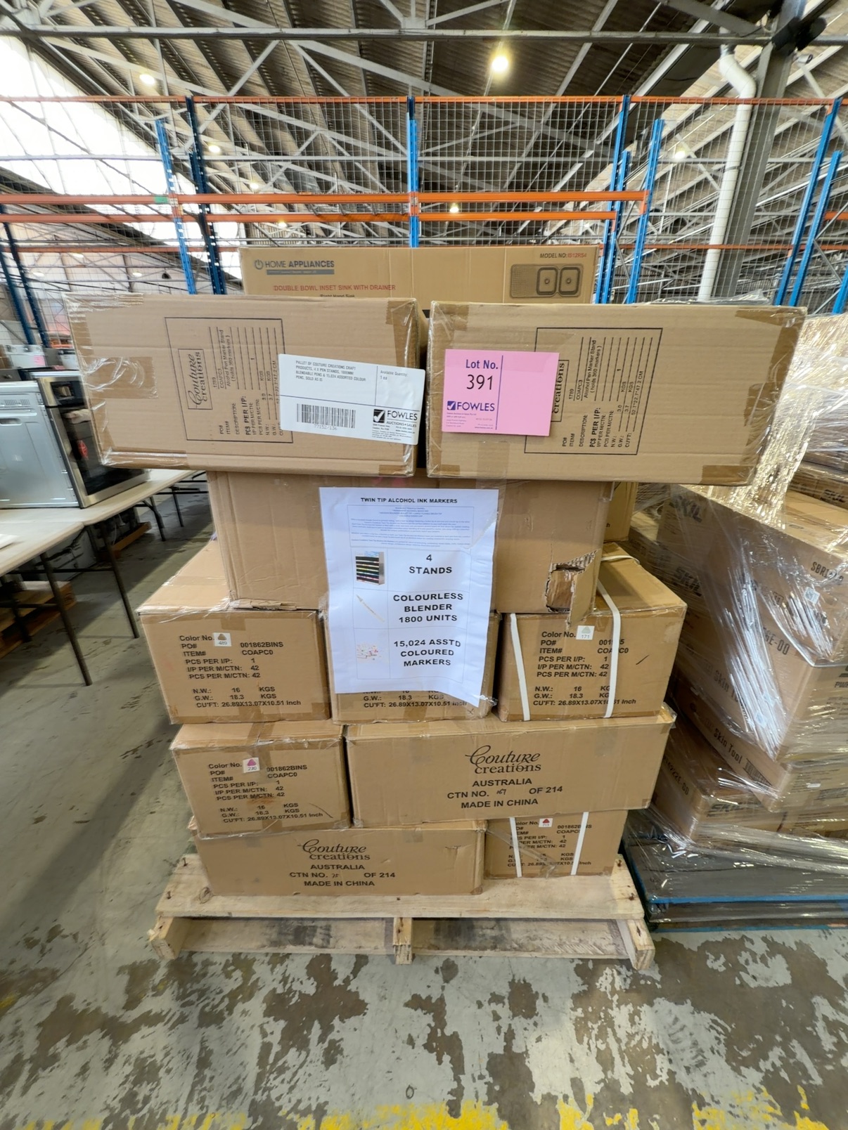 PALLET OF COUTURE CREATIONS CRAFT PRODUCTS, 4 X PEN STANDS, 1800MM BLENDABLE PENS & 15,024 ASSORTED COLOUR PENS, SOLD AS IS PALLET OF COUTURE CREATIONS CRAFT PRODUCTS, 4 X PEN STANDS, 1800MM BLENDABLE PENS & 15,024 ASSORTED COLOUR PENS, SOLD AS IS