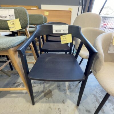 SAMPLE - NOBU BLACK ASH DINING CHAIR, TIMBER SEAT SOLD AS IS