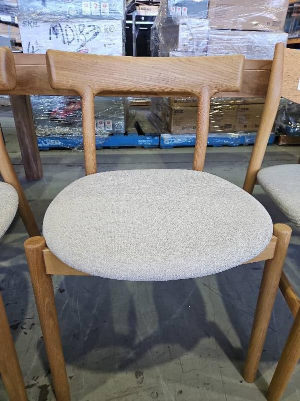 SAMPLE - WILLOW OAK NATURAL DINING CHAIR, BEIGE FABRIC, SOLD AS IS SAMPLE - WILLOW OAK NATURAL DINING CHAIR, BEIGE FABRIC, SOLD AS IS