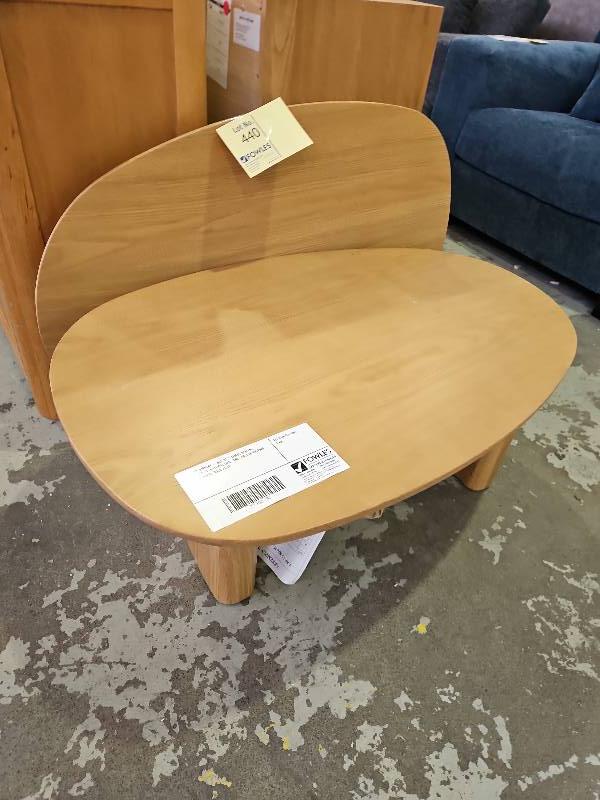 EX DISPLAY - SET OF 2 JAMES NESTING TABLES, NATURAL OAK, ONE TABLE IS MISSING SCREWS, SOLD AS IS EX DISPLAY - SET OF 2 JAMES NESTING TABLES, NATURAL OAK, ONE TABLE IS MISSING SCREWS, SOLD AS IS