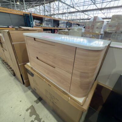 NEW 1200MM BRIONY WALL HUNG CURVED TIMBER VANITY WITH PURE FLAT STONE TOP CAWH48-1200-ST56FT RRP$2779