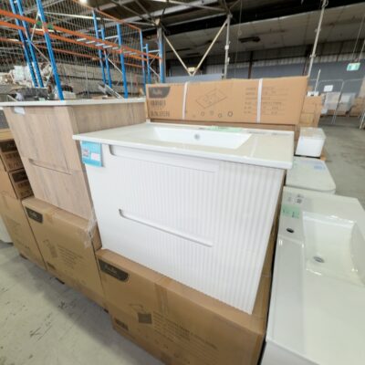 NEW 750MM AULIC VERONA MARK II WALL HUNG VANITY, MATTE WHITE GROOVE 2 DRAWER CABINET, WITH CRYSTAL WHITE CERAMIC TOP RRP$1885, CAWH412-750-CT28 NEW 750MM AULIC VERONA MARK II WALL HUNG VANITY, MATTE WHITE GROOVE 2 DRAWER CABINET, WITH CRYSTAL WHITE CERAMIC TOP RRP$1885, CAWH412-750-CT28