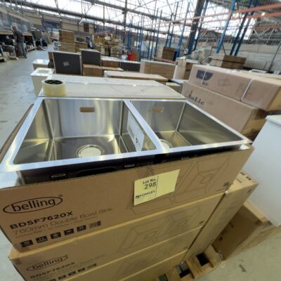 NEW BELLING BDSF7320X DOUBLE BOWL SINK, 3 MONTH WARRANTY