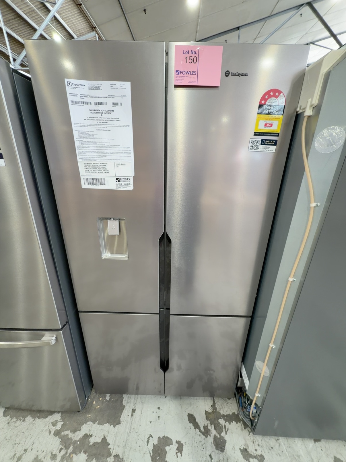 WESTINGHOUSE WQE5660SA FRENCH DOOR FRIDGE WITH WATER, 564 LITRE, 896MM WIDE, NON PLUMBED WATER, HUMIDITY CONTROLLED CRISPERS, MULTI AIRFLOW SYSTEM, FULL WIDTH CRISPERS, SPILLSAFE SHELVES, ADJUSTABLE INTERIOR, 12 MONTH WARRANTY WESTINGHOUSE WQE5660SA FRENCH DOOR FRIDGE WITH WATER, 564 LITRE, 896MM WIDE, NON PLUMBED WATER, HUMIDITY CONTROLLED CRISPERS, MULTI AIRFLOW SYSTEM, FULL WIDTH CRISPERS, SPILLSAFE SHELVES, ADJUSTABLE INTERIOR, 12 MONTH WARRANTY