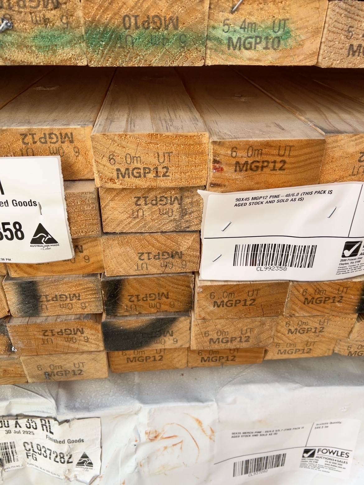 90X45 MGP12 PINE-48/6.0 (THIS PACK IS AGED STOCK AND SOLD AS IS) 90X45 MGP12 PINE-48/6.0 (THIS PACK IS AGED STOCK AND SOLD AS IS)