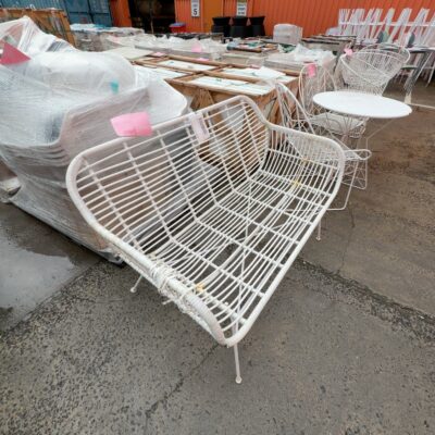 EX STAGING- 2 SEATER WHITE RATTAN LOOK SOFA , SOLD AS IS EX STAGING- 2 SEATER WHITE RATTAN LOOK SOFA , SOLD AS IS