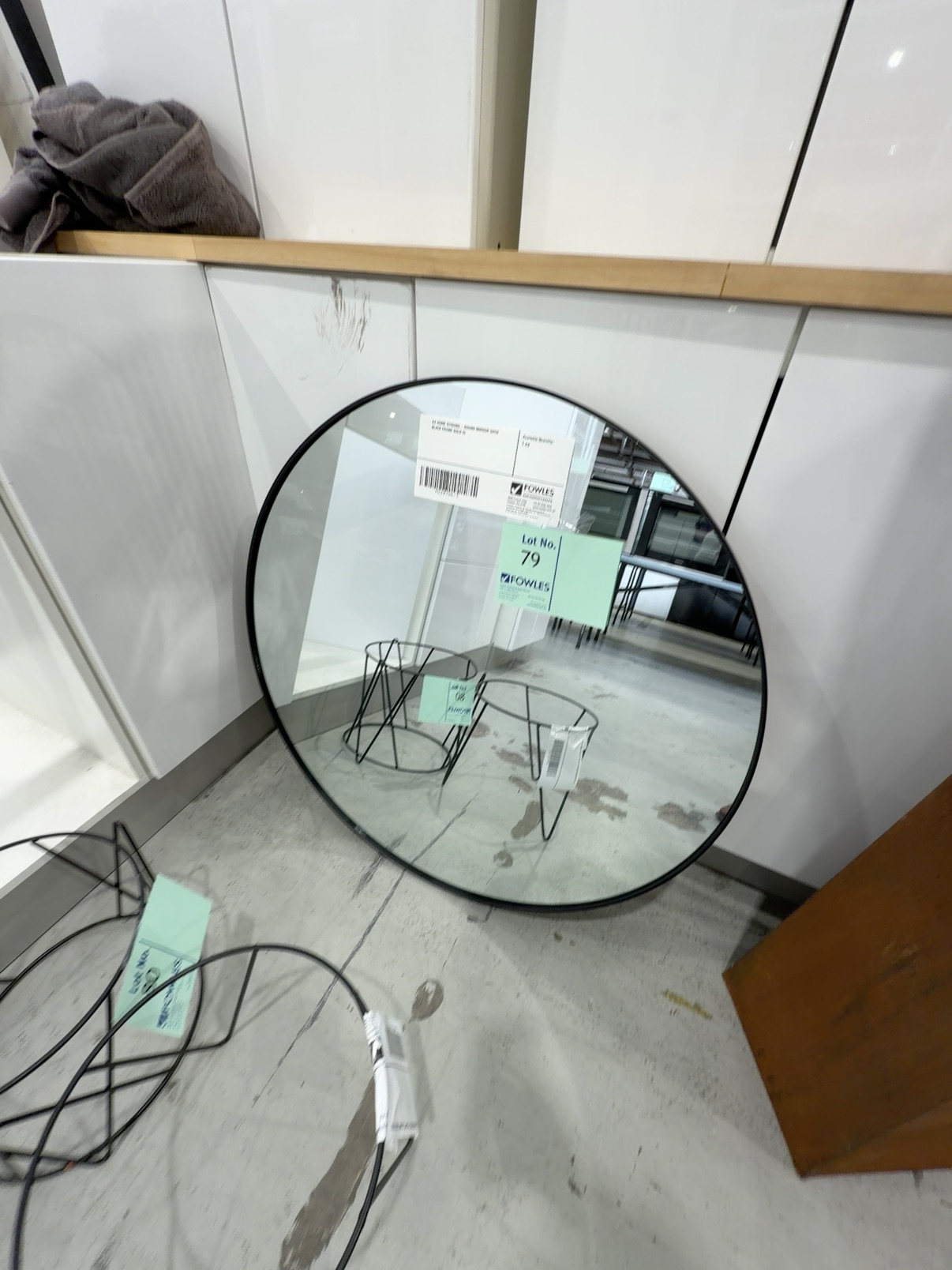 EX HOME STAGING- ROUND MIRROR WITH BLACK FRAME SOLD IS EX HOME STAGING- ROUND MIRROR WITH BLACK FRAME SOLD IS