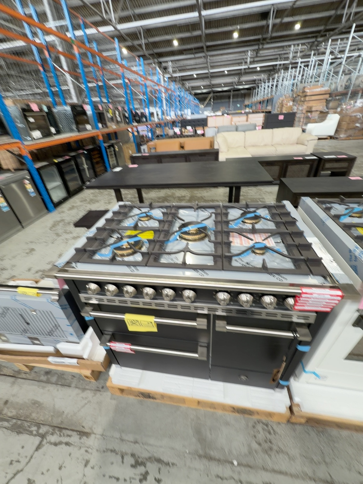 NEW STEEL AQ10SFFD4MANN ASCOT 100CM ANTHRACITE DUAL FUEL FREESTANDING OVEN WITH CHROME TRIM, 5 SOLID BRASS BURNERS INCLUDING MEGA WOK BURNER, 3 OVENS - 1 X 70 LITRE STEAM, 1 X 34 LITRE PIZZA & 1 X 39 LITRE 4 FUNCTION OVEN, COMMERCIAL GRADE SHELVING, HAND BUILT IN ITALY RRP$17,499 WITH 12 MONTH WARRANTY NEW STEEL AQ10SFFD4MANN ASCOT 100CM ANTHRACITE DUAL FUEL FREESTANDING OVEN WITH CHROME TRIM, 5 SOLID BRASS BURNERS INCLUDING MEGA WOK BURNER, 3 OVENS - 1 X 70 LITRE STEAM, 1 X 34 LITRE PIZZA & 1 X 39 LITRE 4 FUNCTION OVEN, COMMERCIAL GRADE SHELVING, HAND BUILT IN ITALY RRP$17,499 WITH 12 MONTH WARRANTY