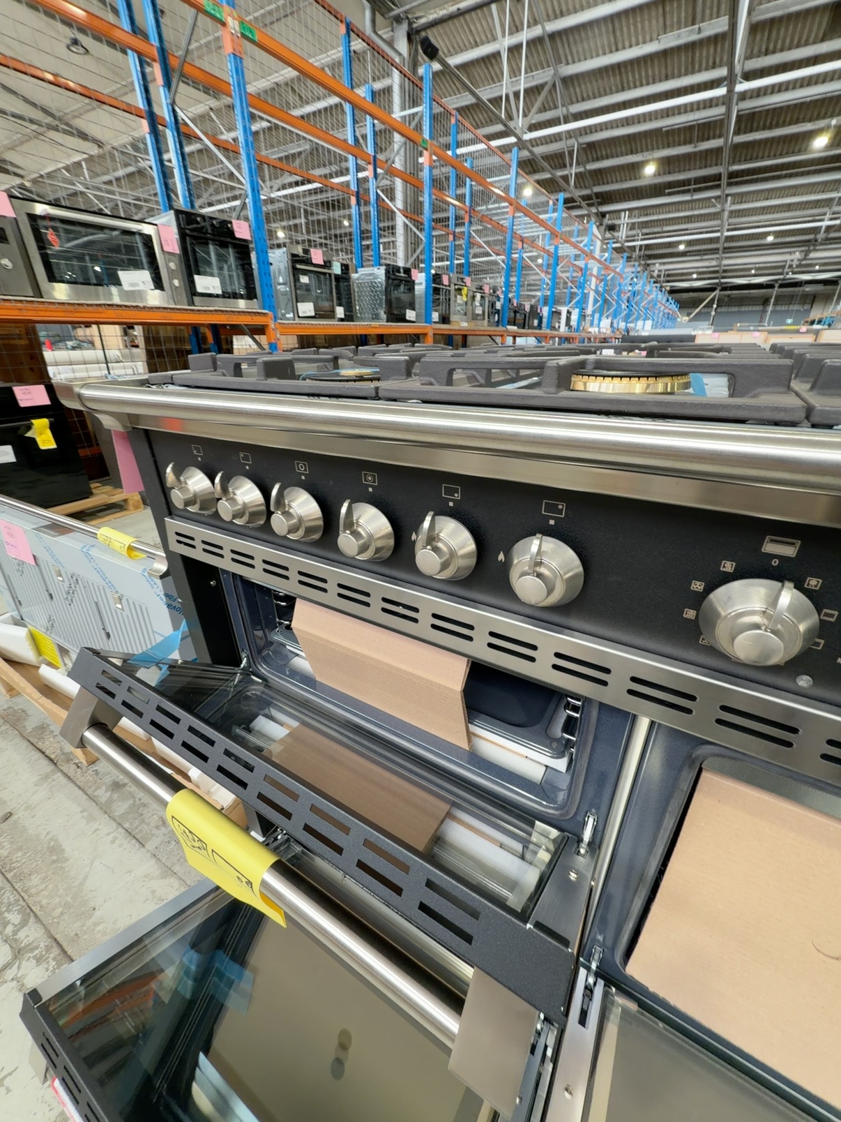 NEW STEEL AQ10SFFD4MANN ASCOT 100CM ANTHRACITE DUAL FUEL FREESTANDING OVEN WITH CHROME TRIM, 5 SOLID BRASS BURNERS INCLUDING MEGA WOK BURNER, 3 OVENS - 1 X 70 LITRE STEAM, 1 X 34 LITRE PIZZA & 1 X 39 LITRE 4 FUNCTION OVEN, COMMERCIAL GRADE SHELVING, HAND BUILT IN ITALY RRP$17,499 WITH 12 MONTH WARRANTY NEW STEEL AQ10SFFD4MANN ASCOT 100CM ANTHRACITE DUAL FUEL FREESTANDING OVEN WITH CHROME TRIM, 5 SOLID BRASS BURNERS INCLUDING MEGA WOK BURNER, 3 OVENS - 1 X 70 LITRE STEAM, 1 X 34 LITRE PIZZA & 1 X 39 LITRE 4 FUNCTION OVEN, COMMERCIAL GRADE SHELVING, HAND BUILT IN ITALY RRP$17,499 WITH 12 MONTH WARRANTY