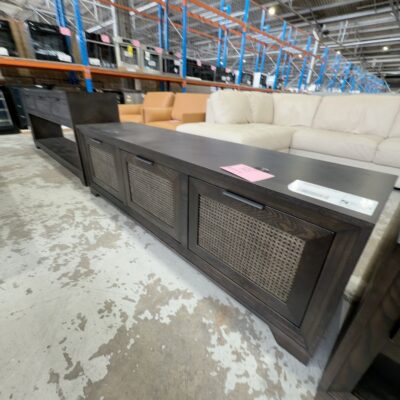 NEW ADLEY ENTERTAINMENT UNIT 1800MM, AMERICAN ASH WITH JAPAN BLACK STAIN, HERRINGBONE DESIGN,