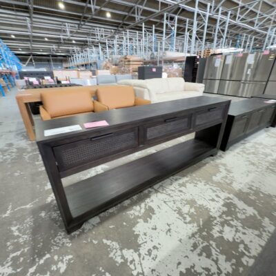 NEW ADLEY CONSOLE TABLE 2000MM, AMERICAN ASH WITH JAPAN BLACK STAIN, HERRINGBONE DESIGN NEW ADLEY CONSOLE TABLE 2000MM, AMERICAN ASH WITH JAPAN BLACK STAIN, HERRINGBONE DESIGN