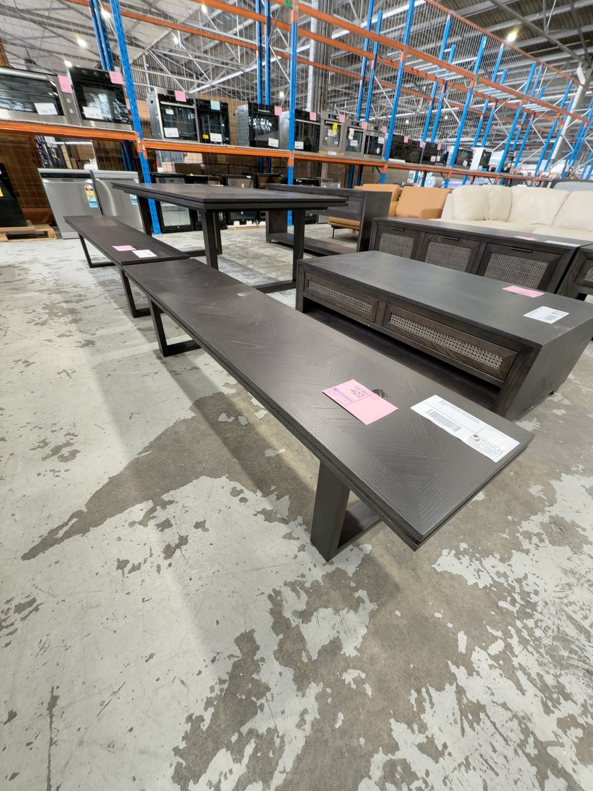 NEW ADLEY BENCH SEAT 1900MM, AMERICAN ASH WITH JAPAN BLACK STAIN, HERRINGBONE DESIGN NEW ADLEY BENCH SEAT 1900MM, AMERICAN ASH WITH JAPAN BLACK STAIN, HERRINGBONE DESIGN