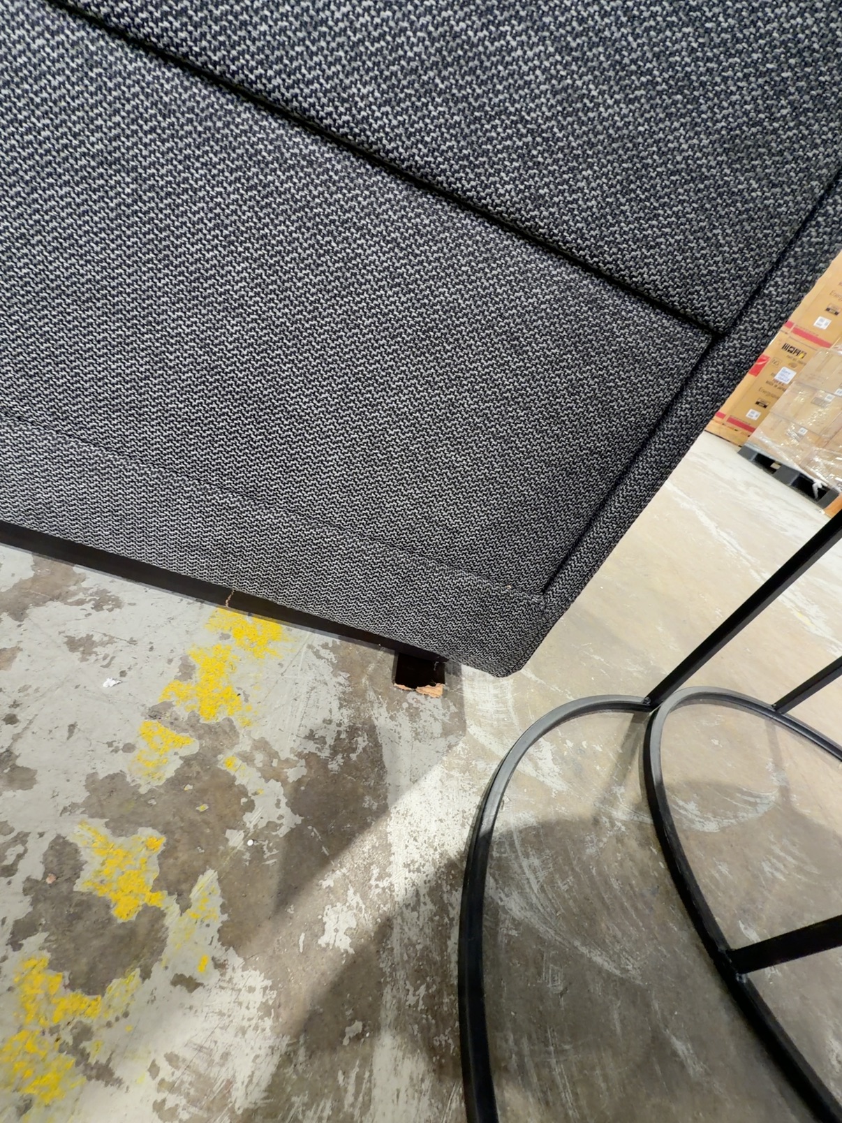 NEW ELEVATION 5 DRAWER TALLBOY, PEPPER FABRIC, GLASS TOP GGF1605 **CRACK IN FEET - WILL NEED REPAIR** NEW ELEVATION 5 DRAWER TALLBOY, PEPPER FABRIC, GLASS TOP GGF1605 **CRACK IN FEET - WILL NEED REPAIR**