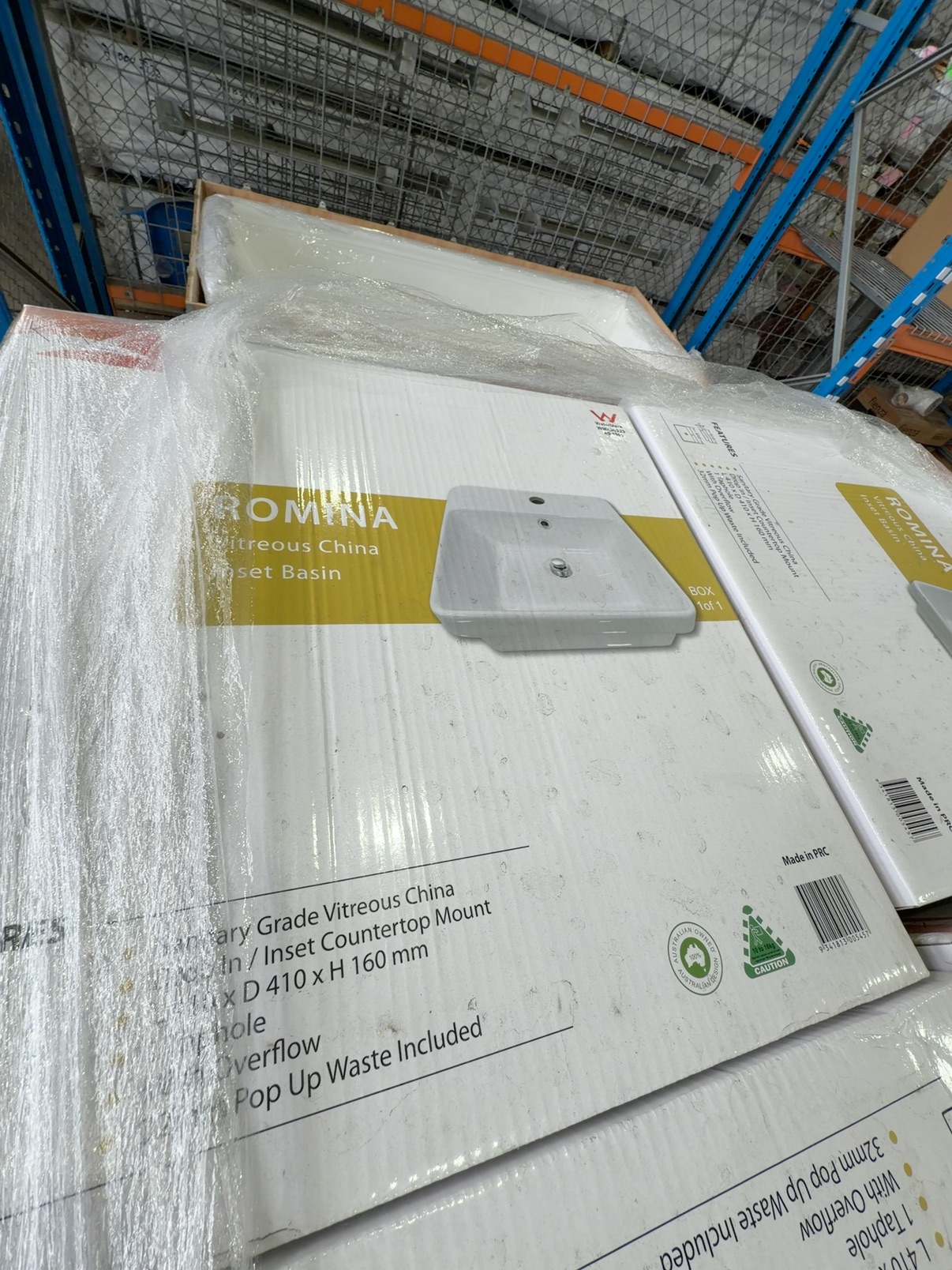 PALLET OF ROMINA CERAMIC VANITY BOWLS SOLD AS IS PALLET OF ROMINA CERAMIC VANITY BOWLS SOLD AS IS