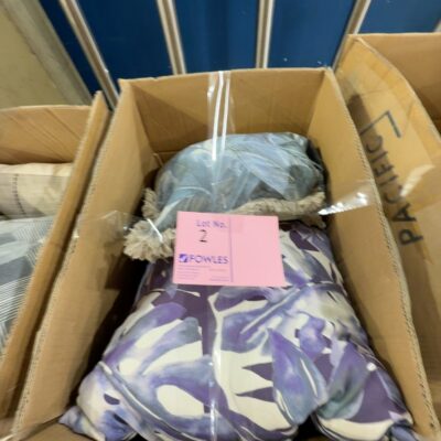 BOX OF ASSORTED STAGING DESIGNER CUSHIONS, SOLD AS IS BOX OF ASSORTED STAGING DESIGNER CUSHIONS, SOLD AS IS