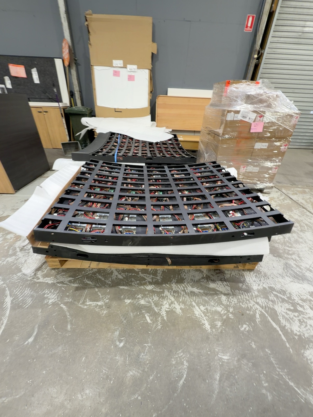 INSURANCE SALVAGE - GIANT COMMERCIAL LED VIDEO WALL PACKAGE APPROX. 6.0M X 2.52M (15.12SQM). INCLUDES MODULAR LED PANELS, 8-SECTION METAL FRAME, INTERNAL WIRING, POWER SUPPLIES & CABLING. REPORTED REPLACEMENT VALUE APPROX. $150,000-$200,000. THREE FRAME SECTIONS REPORTED DAMAGED; LED MODULE DAMAGE NOT VERIFIED. ORIGINAL CONTROLLER NOT SUPPLIED. UNTESTED / UNCOMMISSIONED - SOLD AS IS - INSPECTION STRONGLY RECOMMENDED. INSURANCE SALVAGE - GIANT COMMERCIAL LED VIDEO WALL PACKAGE APPROX. 6.0M X 2.52M (15.12SQM). INCLUDES MODULAR LED PANELS, 8-SECTION METAL FRAME, INTERNAL WIRING, POWER SUPPLIES & CABLING. REPORTED REPLACEMENT VALUE APPROX. $150,000-$200,000. THREE FRAME SECTIONS REPORTED DAMAGED; LED MODULE DAMAGE NOT VERIFIED. ORIGINAL CONTROLLER NOT SUPPLIED. UNTESTED / UNCOMMISSIONED - SOLD AS IS - INSPECTION STRONGLY RECOMMENDED.