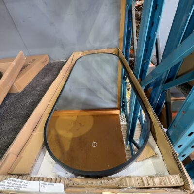 NEW OBLONG MIRROR WITH MATT BLACK FRAME , BACKLIT LED LIGHTING, TOUCH SENSOR, 1200MM HIGH X 450MM WIDE, CO45120-MB-PILL RRP$649