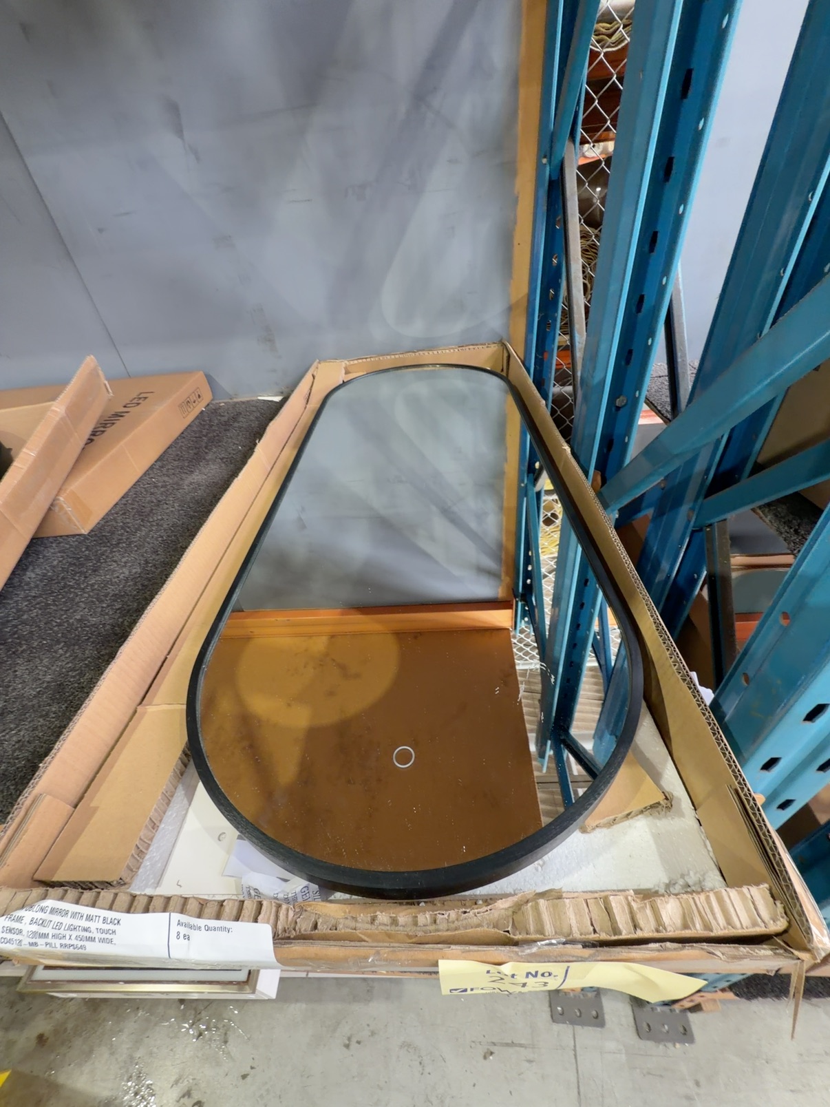 NEW OBLONG MIRROR WITH MATT BLACK FRAME , BACKLIT LED LIGHTING, TOUCH SENSOR, 1200MM HIGH X 450MM WIDE, CO45120-MB-PILL RRP$649 NEW OBLONG MIRROR WITH MATT BLACK FRAME , BACKLIT LED LIGHTING, TOUCH SENSOR, 1200MM HIGH X 450MM WIDE, CO45120-MB-PILL RRP$649