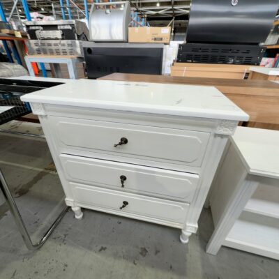 EX SHOWROOM, WHITE BEDSIDE SOLD AS IS *SOME MARKS*