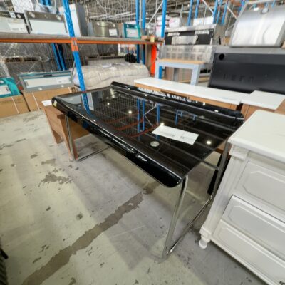 EX SHOWROOM - BLACK ACRYLIC DESK SOLD AS IS EX SHOWROOM - BLACK ACRYLIC DESK SOLD AS IS