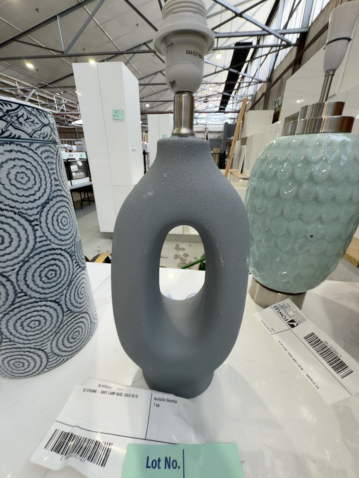 EX STAGING - GREY LAMP BASE, SOLD AS IS EX STAGING - GREY LAMP BASE, SOLD AS IS