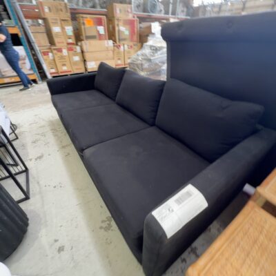 EX STAGING - BLACK FABRIC 3 SEATER COUCH, SOLD AS IS EX STAGING - BLACK FABRIC 3 SEATER COUCH, SOLD AS IS