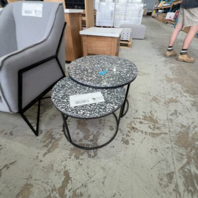 EX STAGING - NEST OF TABLES TERRAZZO STONE, SOLD AS IS EX STAGING - NEST OF TABLES TERRAZZO STONE, SOLD AS IS