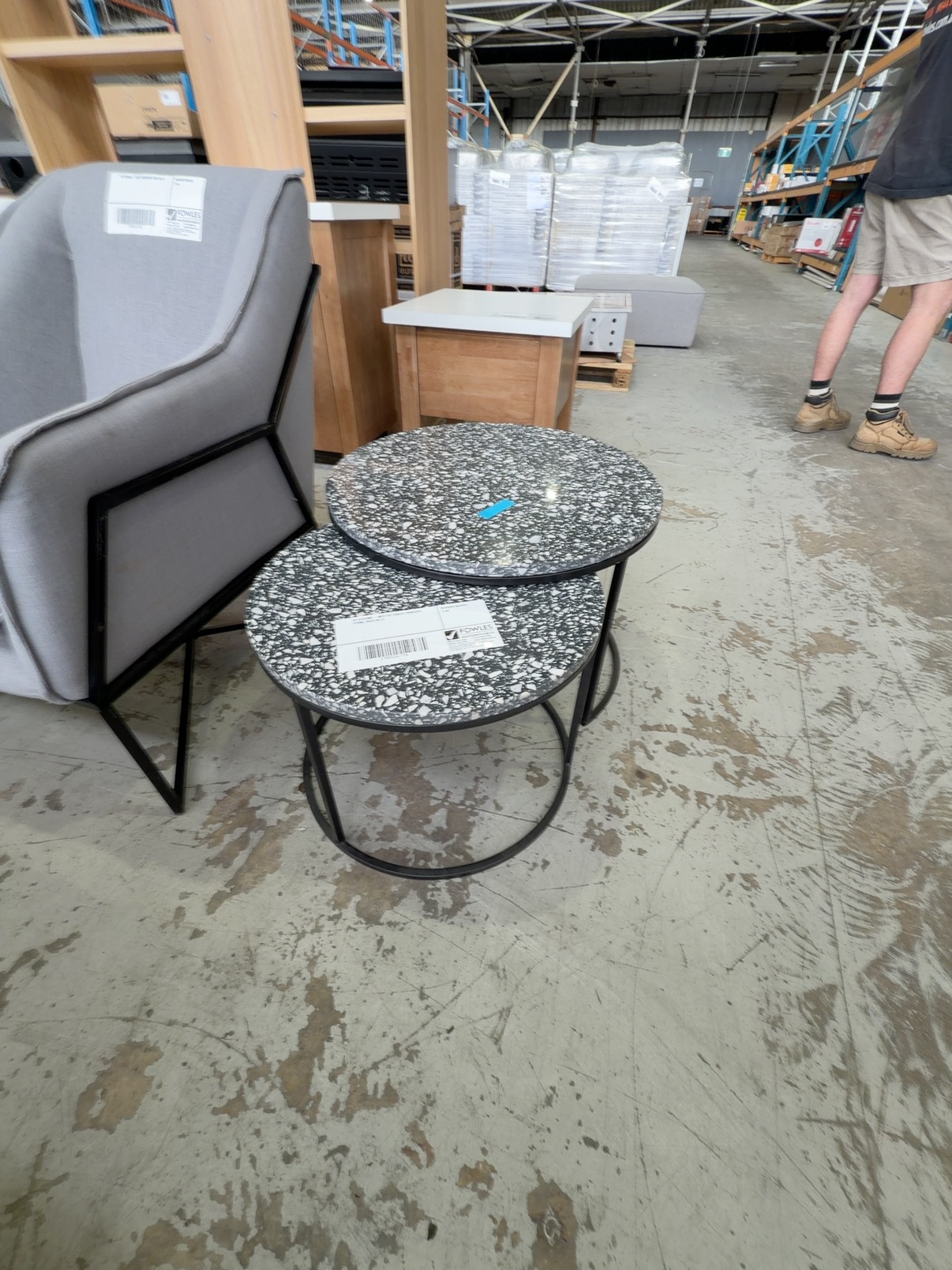 EX STAGING - NEST OF TABLES TERRAZZO STONE, SOLD AS IS EX STAGING - NEST OF TABLES TERRAZZO STONE, SOLD AS IS