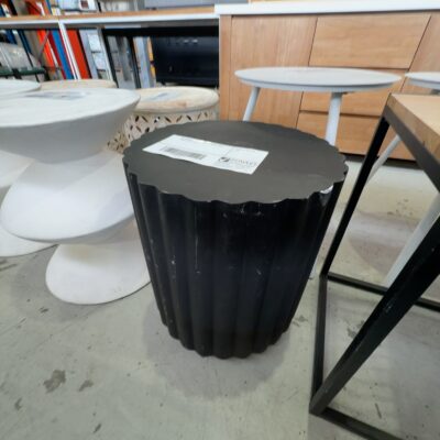 EX STAGING - BLACK FLUTED ROUND SIDE TABLE, SOLD AS IS EX STAGING - BLACK FLUTED ROUND SIDE TABLE, SOLD AS IS