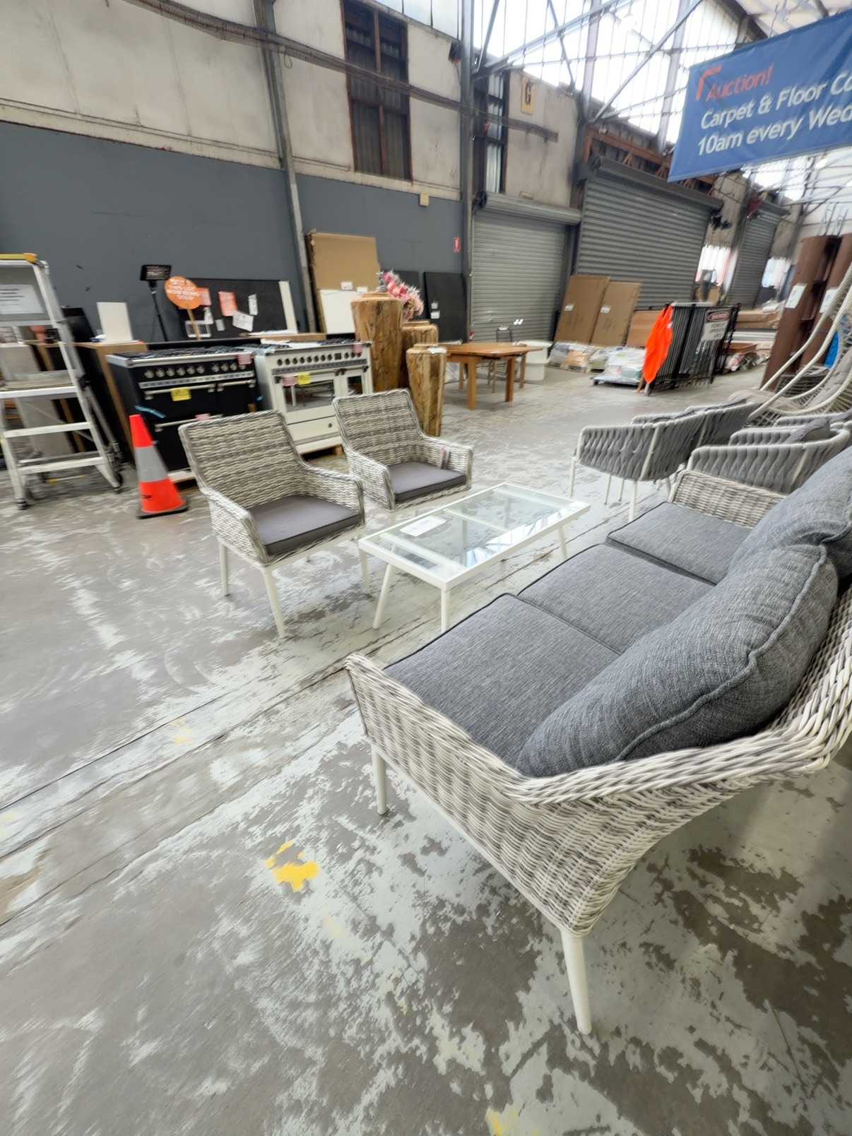 NEW- WHITE OUTDOOR 4 PIECE WICKER LOUNGE RRP$1550 NEW- WHITE OUTDOOR 4 PIECE WICKER LOUNGE RRP$1550