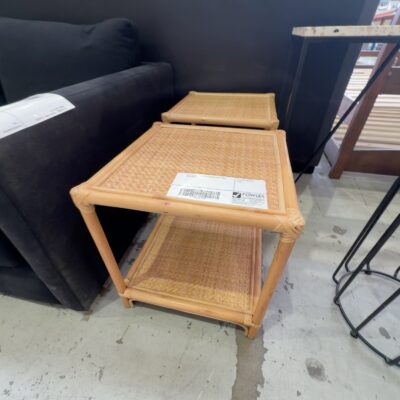 EX STAGING - RATTAN SQUARE SIDE TABLE SOLD AS IS