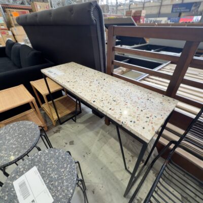 EX STAGING - TERRAZZO STONE HALL TABLE SOLD AS IS EX STAGING - TERRAZZO STONE HALL TABLE SOLD AS IS