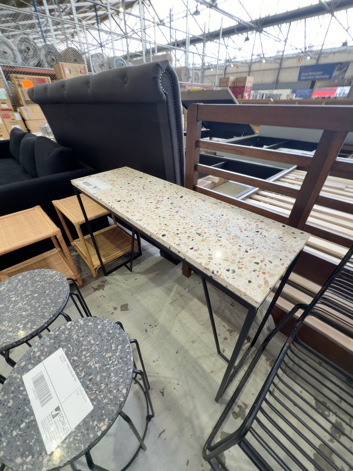 EX STAGING - TERRAZZO STONE HALL TABLE SOLD AS IS EX STAGING - TERRAZZO STONE HALL TABLE SOLD AS IS