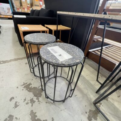EX STAGING - TERRAZZO STONE SIDE TABLE SOLD AS IS EX STAGING - TERRAZZO STONE SIDE TABLE SOLD AS IS