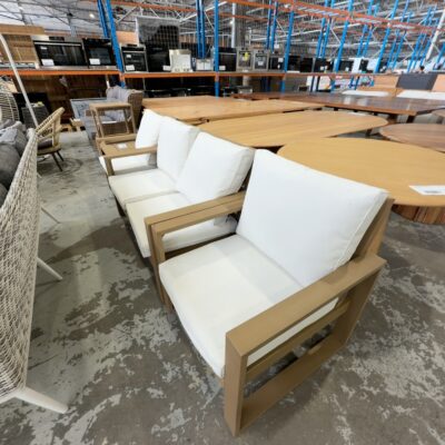 NEW- POLYWOOD OUTDOOR 5 PIECE SETTING, 2 TABLES, 2 SEATER COUCH AND 2 SINGLE CHAIRS RRP$1499 NEW- POLYWOOD OUTDOOR 5 PIECE SETTING, 2 TABLES, 2 SEATER COUCH AND 2 SINGLE CHAIRS RRP$1499
