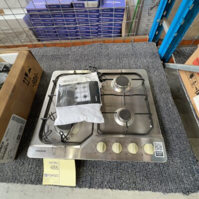 NEW MILANO 600MM S/STEEL GAS COOKTOP WITH ENAMEL TRIVETS, WITH 3 MONTH WARRANTY, 538.01.871 NEW MILANO 600MM S/STEEL GAS COOKTOP WITH ENAMEL TRIVETS, WITH 3 MONTH WARRANTY, 538.01.871
