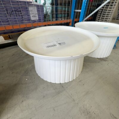 EX STAGING - WHITE ROUND OUTDOOR COFFEE TABLE, SOLD AS IS EX STAGING - WHITE ROUND OUTDOOR COFFEE TABLE, SOLD AS IS