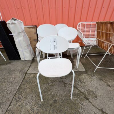 EX HIRE - WHITE TIMBER DINING CHAIR, SOLD AS IS EX HIRE - WHITE TIMBER DINING CHAIR, SOLD AS IS
