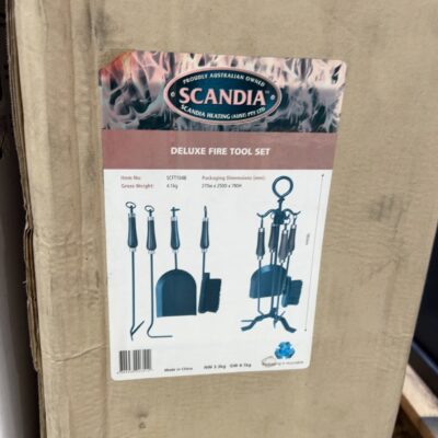 SCANDIA DELUXE FIRE TOOL SET WOODEN HANDLES SCFT104B