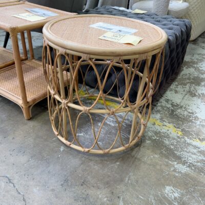 EX STAGING - RATTAN ROUND SIDE TABLE SOLD AS IS EX STAGING - RATTAN ROUND SIDE TABLE SOLD AS IS