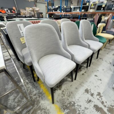 EX SHOWROOM - GREY DINING CHAIR WITH BLACK LEGS, SOLD AS IS