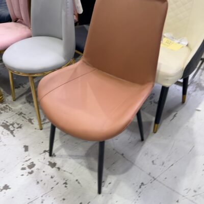 EX SHOWROOM - TAN LEATHER DINING CHAIR, SOLD AS IS EX SHOWROOM - TAN LEATHER DINING CHAIR, SOLD AS IS