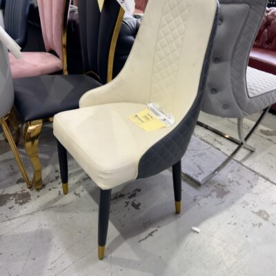 EX SHOWROOM - ASCOT TWO TONE DINING CHAIR, BLACK QUILTED BACK SOLD AS IS EX SHOWROOM - ASCOT TWO TONE DINING CHAIR, BLACK QUILTED BACK SOLD AS IS