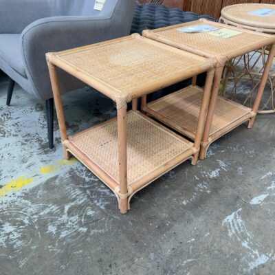 EX STAGING - RATTAN SQUARE SIDE TABLE SOLD AS IS