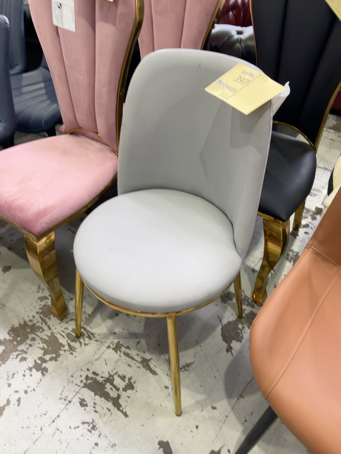 EX SHOWROOM - ROUND GREY DINING CHAIR, SOLD AS IS EX SHOWROOM - ROUND GREY DINING CHAIR, SOLD AS IS